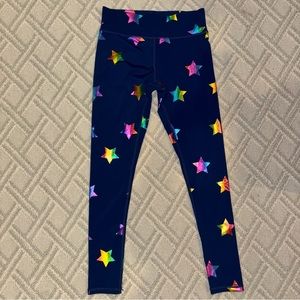 Terez NEW *CURRENT* navy blue foil stars print high rise leggings size Small